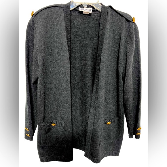 san remo by laura knits Sweaters - San Reno by Laura Knits Vintage Black Cardigan Sweater  size Large